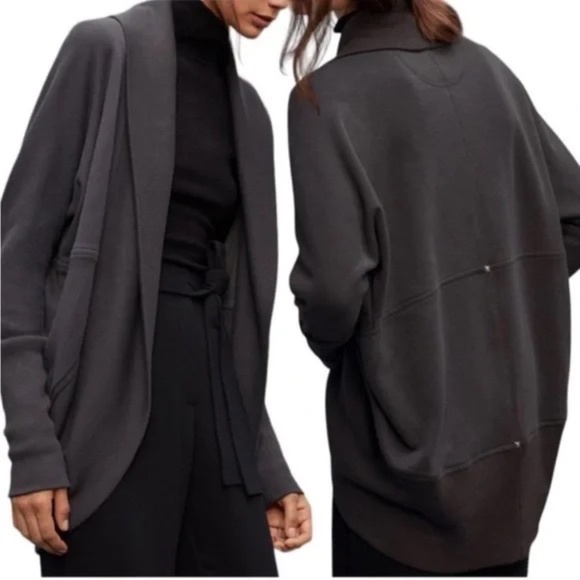 Wilfred Diderot Open-Front Cocoon Cardigan Dark Grey Size Small - Picture 9 of 9
